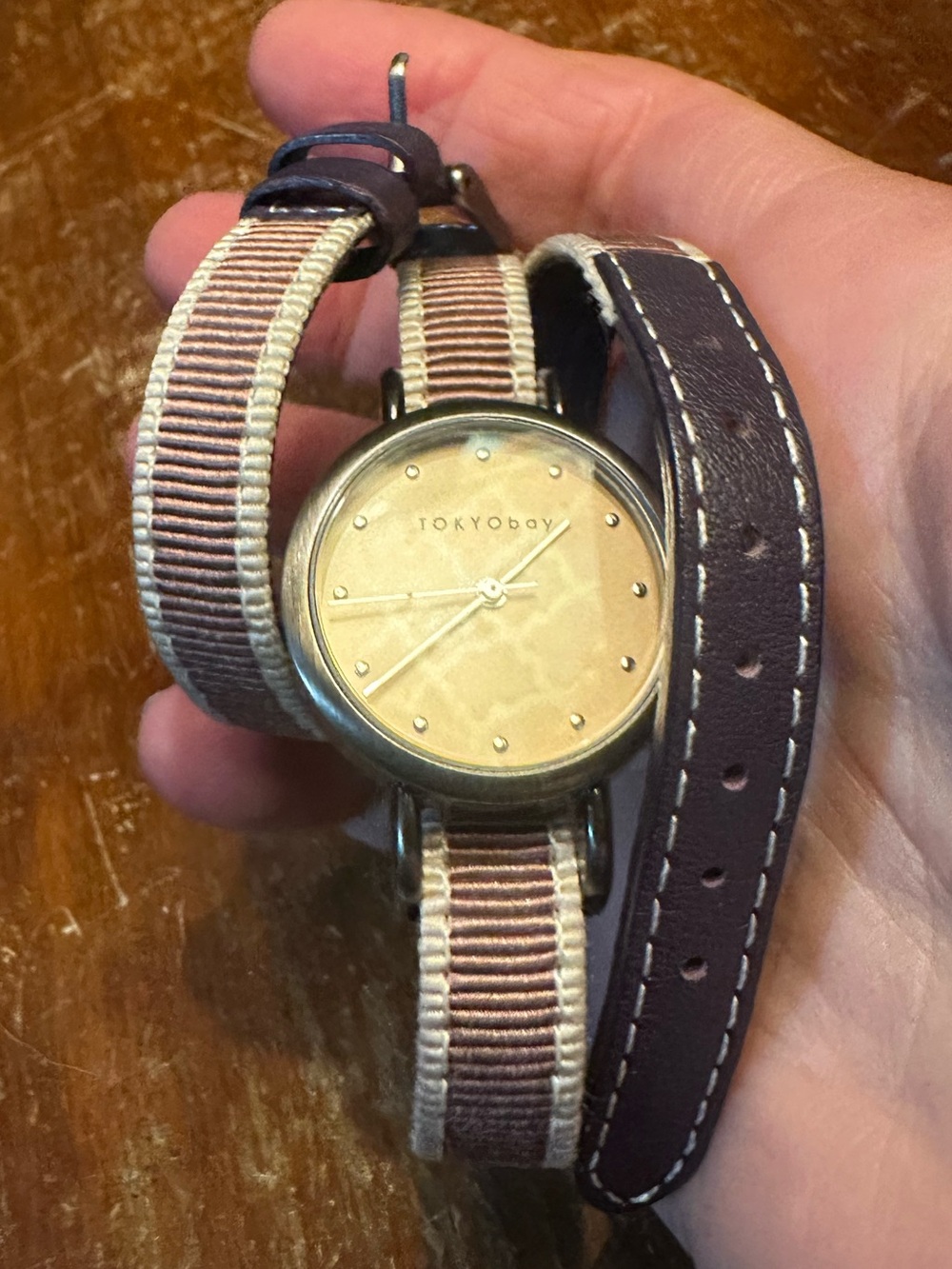 TOYKOBAY double wrap canvas leather lined strap watch. BRAND NEW BATTERY